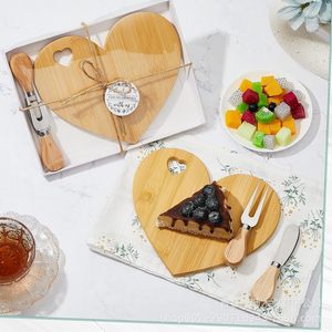 Heart Shape Bamboo <b>Cheese</b> Board <b>Set</b> With <b>Knife</b> For Party Serving - Product Image 3
