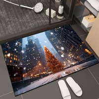 Tapis de bain rouge Joyeux Noël avec motif flocon de neige et étoile, doux, absorbant et antidérapant, parfait pour la décoration de Noël à la maison