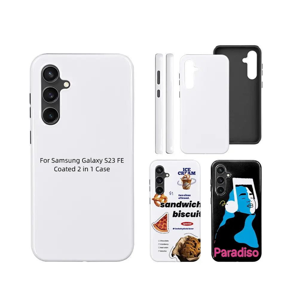 Selubung telepon sublimasi 3D, selubung sublimasi dilapis TPU PC Cover seluler keras 2 In 1 untuk Samsung Galaxy S23 FE