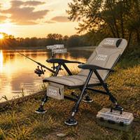 Chaise de pêche pliable inclinable portable, chaise de camping tout-terrain multifonction avec pieds réglables en hauteur pour une utilisation en extérieur