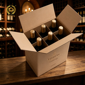 Caja de Cartón Corrugado a Prueba de Golpes para Vino, Caja de Envío de Licores Anti-Rotura, Cartón con Logotipo Personalizado Impreso para Transporte y Almacenamiento de Vino Tinto - Product Image 1
