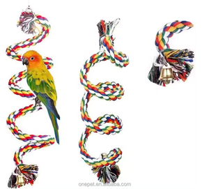 Cotton Rope for Bird Perch <strong>Pet</strong> Birds Climbing Frame Pole Bird Bungee <strong>Toys</strong> <strong>Parrot</strong> Chew <strong>Toys</strong> <strong>Parrot</strong> Rope Perch With Bells - Product Image 1