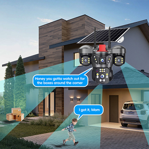 Mạng Ngoài trời 24/7h Camera giám sát ba ống kính màn hình màu IP66 chống mưa aov PTZ an ninh năng lượng mặt trời máy ảnh - Product Image 4