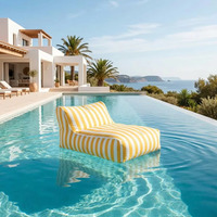 Chaise longue en pouf d'extérieur anti-UV résistant à l'eau jaune blanc rayures pouf salon de soleil piscine flottant pouf housse de canapé