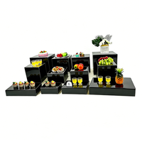 Grand ensemble de buffet en acrylique noir de luxe de 12 pièces, cube moderne poli, support à dessert noir pour table, pour mariage et fête