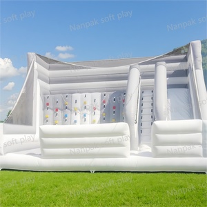 Château gonflable commercial avec toboggan et fosse à balles, <span class=keywords><strong>blanc</strong></span> pastel, pour enfants, location pour événements et fêtes - Product Image 5