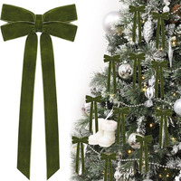 Ornement de Noël en velours rose fait main de haute qualité avec nœud pour fête d'anniversaire, porte, mariage, décoration de vacances