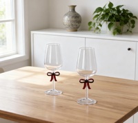 Flûtes à vin en verre multifonctionnelles, écologiques, faites à la main, design moderne, rouge et noir, avec nœud, pour décorations de mariage et de fête
