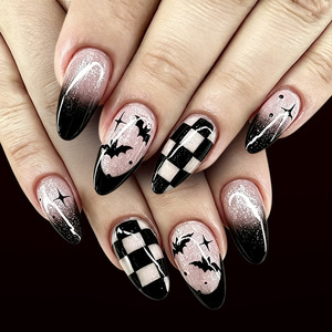 <span class=keywords><strong>Uñas</strong></span> Postizas Francesas con Diseño de Telaraña y Gotas de Sangre Oscura para Halloween, 24 Piezas - Product Image 5