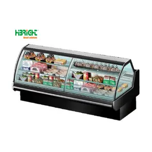 Ticari bakkal ekipmanları suşi sandviç süpermarket ekran Deli soğutucu için servis tezgahı
