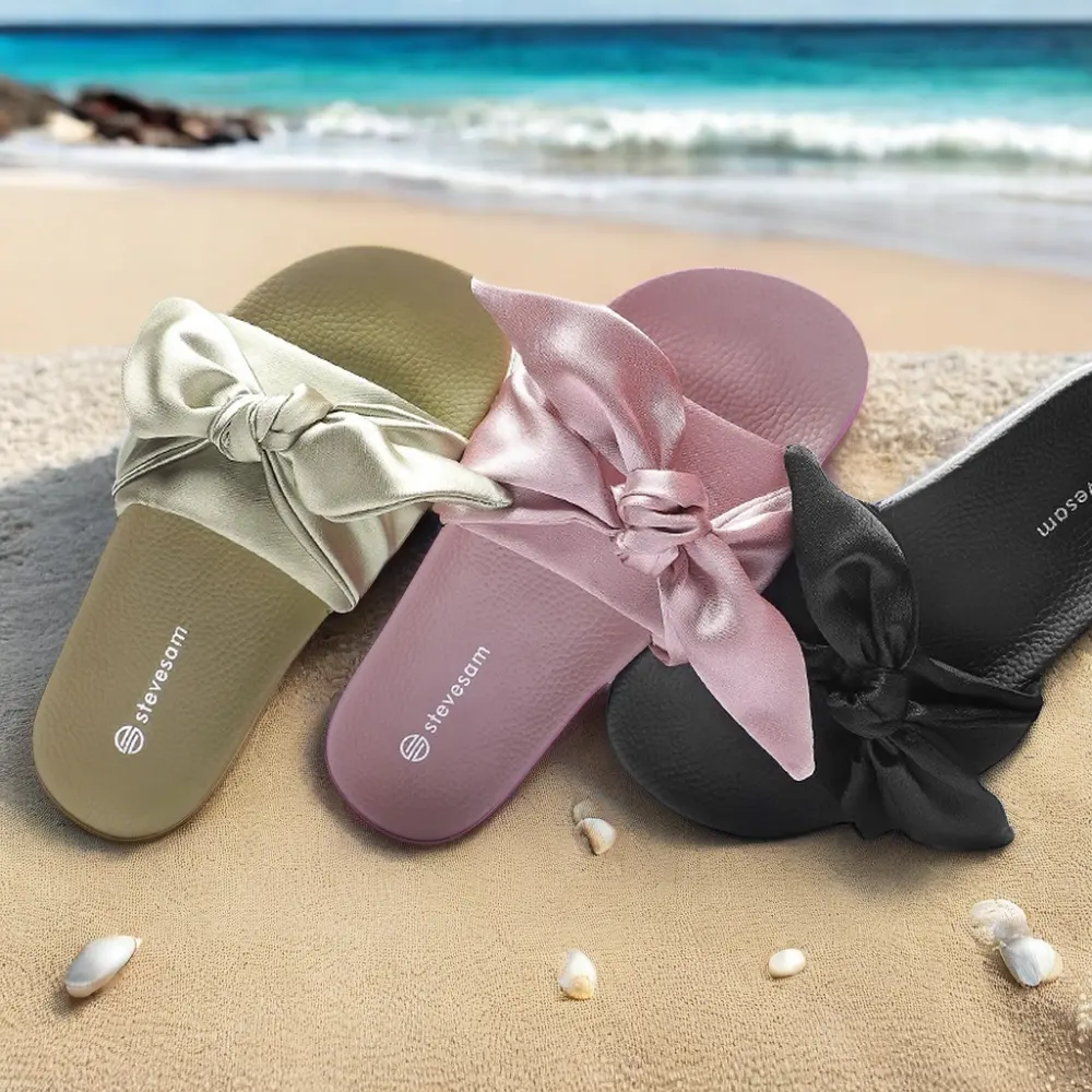 Sandal selop ujung terbuka wanita, alas kaki datar PVC sol luar ruangan lembut dan nyaman untuk pantai luar ruangan