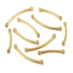 Goupille à tête ronde et tube courbé |   Connecteur de perles en acier inoxydable PVD 18K pour la fabrication de bracelets et de colliers DIY - Product Image 2