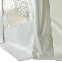 Tonnelle de jardin en PVC blanc avec barres de fixation au sol 20'x20', structure en acier, imperméable, résistante aux UV, ignifuge, pliable, simple