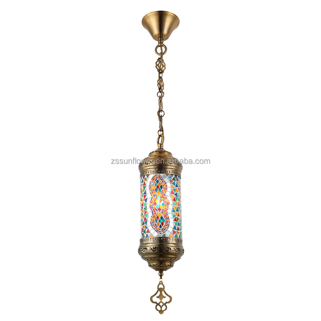 Turkish Handmade Lights Single Mosaic Colorful Glass Pendant Lamp