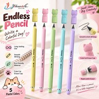 Yihuale – Ensemble de crayons éternels réutilisables avec capuchon effaceur chat coloré et mignon, sans aiguillage, pour enfants, étudiants, écriture, dessin, fournitures scolaires