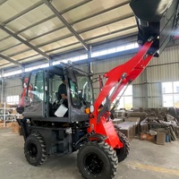 Mini-chargeuse-pelleteuse multifonctionnelle, chargeuse sur pneus, chargeuse frontale diesel, tracteur, godet 4-en-1, capacité 0,5 m³, pompe de boîte de vitesses 37 kW