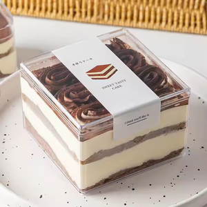 Boîte rectangulaire en plastique transparent recyclable PS pour tiramisu, boîte à gâteaux au chocolat, boîte à biscuits pour le stockage de bonbons, pâtisserie, nourriture - Product Image 5