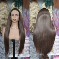 Perruque synthétique HD 13x4 Lace Front sans colle en fibre Futura de qualité supérieure, brune, lisse, résistante à la chaleur, naturelle et réaliste, vente en gros