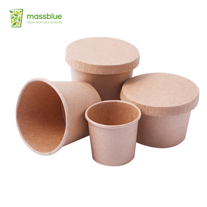 Ciotola di Carta Personalizzata Bianca Rivestita per Alimenti con Stampa CMYK e Coperchio Trasparente per Gelato - Product Image 1