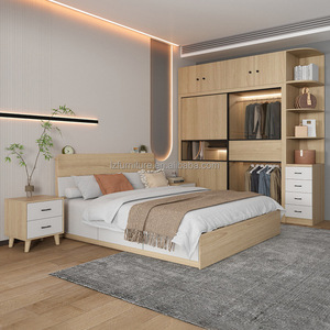 Wholesale Solid Wood Hotel <b>Bed</b> <b>Frame</b> & <b>Mattress</b> <b>Set</b> With Headboard & Nightstands Economy Bedroom Furniture for 3-Star Hotels - Product Image 5