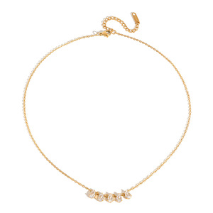 Collier en zircon en forme de larme, pendentif solitaire en acier inoxydable plaqué or 18 carats, bijoux pour femmes à porter tous les jours - Product Image 5
