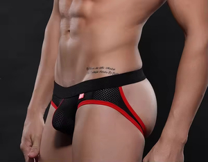 Intimo Sexy <span class=keywords><strong>da</strong></span> <span class=keywords><strong>Uomo</strong></span> con Logo Personalizzato, Jockstrap Traspirante, Doppio <span class=keywords><strong>Perizoma</strong></span> in Rete Lavorata a Maglia per Uomini - Product Image 3