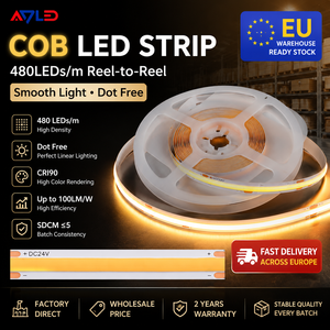 Bande lumineuse LED COB ultra-lumineuse 100LM, rouleau de 5 mètres avec 480 puces, DC12V/24V/Wi-Fi pour une ambiance intérieure sans coupure - Product Image 1