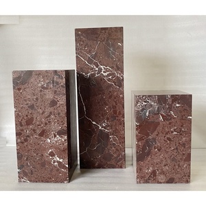 Table d'appoint en marbre Rosso Levanto, piétement en pierre naturelle, pour salon moderne - Product Image 1