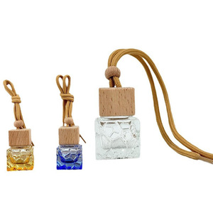 8ML Empty Refill Glass Square Shape <b>Mini</b> Hanging Rope Car Diffuser <b>Bottle</b> with Screw Cap For Car Air Freshener - Product Image 2