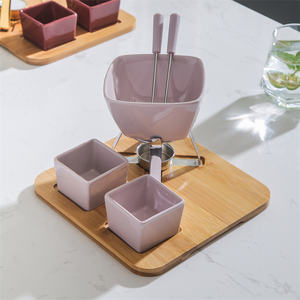 Batterie de cuisine de restaurant domestique de haute qualité <span class=keywords><strong>fondue</strong></span> en céramique au <span class=keywords><strong>chocolat</strong></span> avec plat - Product Image 2
