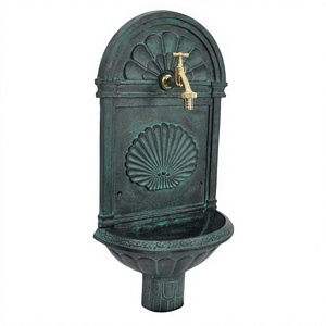 Fontaine murale de jardin en fonte finie antique Fourniture de pelouse de ferme Fontaine murale verte patinée Lavabo Évier de style vintage - Product Image 1