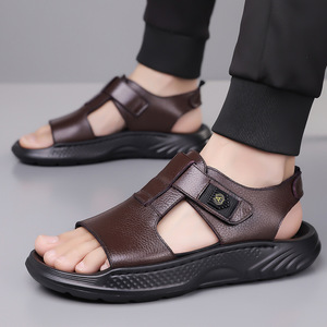 Sandalias Casuales para Hombre, Diseño Sólido, Punta Abierta, Parte Superior de PU, Suela de EVA Antideslizante, para Playa y Verano - Product Image 4