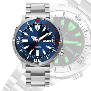 Thiết Kế Cá Ngừ NH 36 Automatic Diver Watch Tùy Chỉnh 25 Pcs Per Colors Tùy Chỉnh Logo Của Bạn Trên Mặt Số Đồng Hồ Cơ