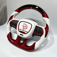 Volante de fibra de carbono de estilo rojo y blanco para Dodge Challenger Charger RT Durango SRT Scat Pack 392 Super Bee