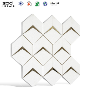 Hình dạng không đều nền tường chống trượt mờ hình lục giác màu đen và trắng tắm sàn đá cẩm thạch khảm - Product Image 4