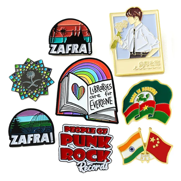 Épingles personnalisées avec Logo de dessin animé, badges en métal pailleté, mignon, rigide, en émail doux, avec carte de support