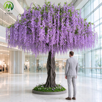 Grand arbre artificiel de glycine en soie, arbre fleuri violet pour mariage, arbre de glycine artificiel en fibre de verre pour décoration