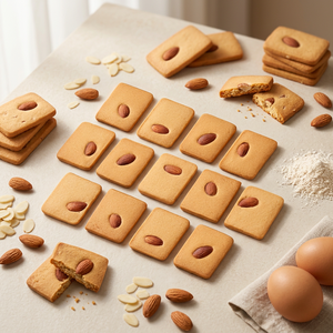 Biscuits aux amandes authentiques Nucake 300g |   Biscuits croustillants aux noix, saveur café salé et crème, marque Clean Label, carton de 20 sachets, assurance commerciale - Product Image 1