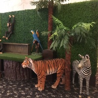 Décor de fête d'anniversaire taille réelle résine Animal girafe Statue fibre de verre Safari éléphant accessoires pour fête à thème Jungle