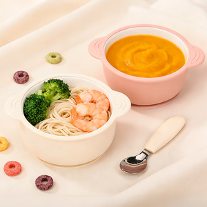 Tazón de cerámica para comida de bebé con base de silicona, plato de succión 2 en 1 para bebés de 0 a 12 meses, sin BPA, con aislamiento térmico. - Product Image 3