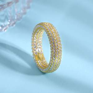 Anello Circolare in <span class=keywords><strong>Argento</strong></span> Puro S925 Placcato con Moissanite, Stile Hip Hop Europeo-Americano, Gioielli di Tendenza per <span class=keywords><strong>Uomo</strong></span> e Donna - Product Image 2