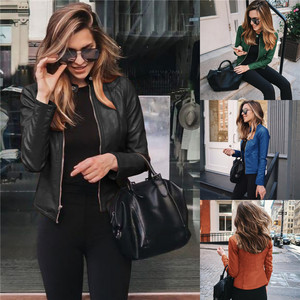 Jaqueta de couro pu feminina, casaco de couro da moda, feminino, de manga comprida, casual, para outono e inverno, com zíper - Product Image 6