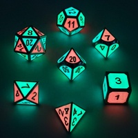 Dés en métal D20 en alliage de zinc, rouge et vert luminescents, dés polyédriques pour Donjons et Dragons, RPG, DND, dés personnalisés