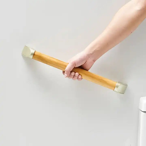 Ergonomic Non-slip Solid Wood Handrail with Zinc Alloy Bracket, <strong>Wall</strong> Mounted Stair Safety <strong>Rail</strong> - Product Image 1
