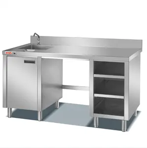 Thailand Professional China Restaurant Metal Cocktail Work Station Supplier Stainless Steel Bar Boba Counter Cabinet Factory