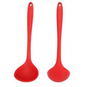 Louche à soupe en silicone résistante à la chaleur, compatible lave-vaisselle, avec manche à revêtement solide, sans BPA, qualité alimentaire, outil antiadhésif - Product Image 1