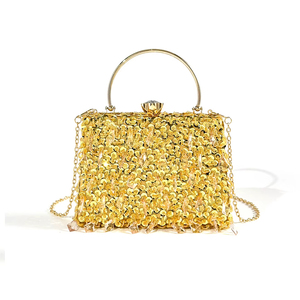 Bell High Quality Gemstone Pendant Evening <b>Bag</b> Beaded Embroidery <b>Sequins</b> Chain Strap Casual Fashion Party Wedding Clutch 5A - Product Image 1
