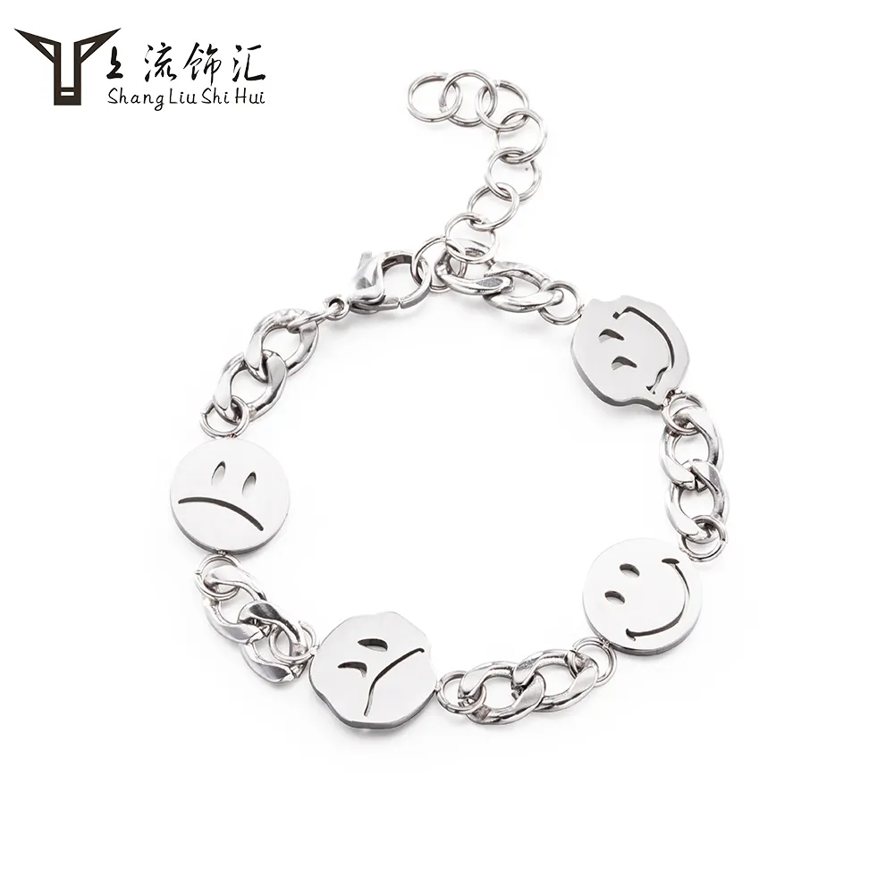 Craft Wolf Style 316 Titanium Steel shape of Emoticon Chain Bracelet Jewelry
