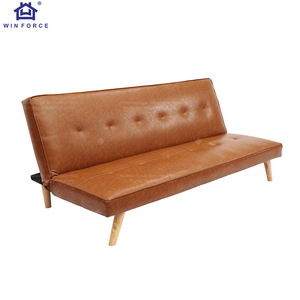 Sofá <span class=keywords><strong>cama</strong></span> <span class=keywords><strong>plegable</strong></span> de cuero multifuncional, sala de estar sofá para, sentado y tumbado, muebles de madera de doble uso, patas de madera de caucho, Sofá <span class=keywords><strong>Cama</strong></span> - Product Image 2