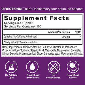 थोक कैफीन टैबलेट आसानी से निगलने ऊर्जा की खुराक ऊर्जा फोकस और प्रदर्शन कैफीन की गोलियां - Product Image 3